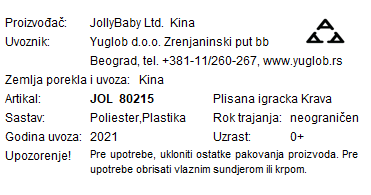Balibazoo plišana igračka sa glodalicom Kravica Klara 80215 deklaracija